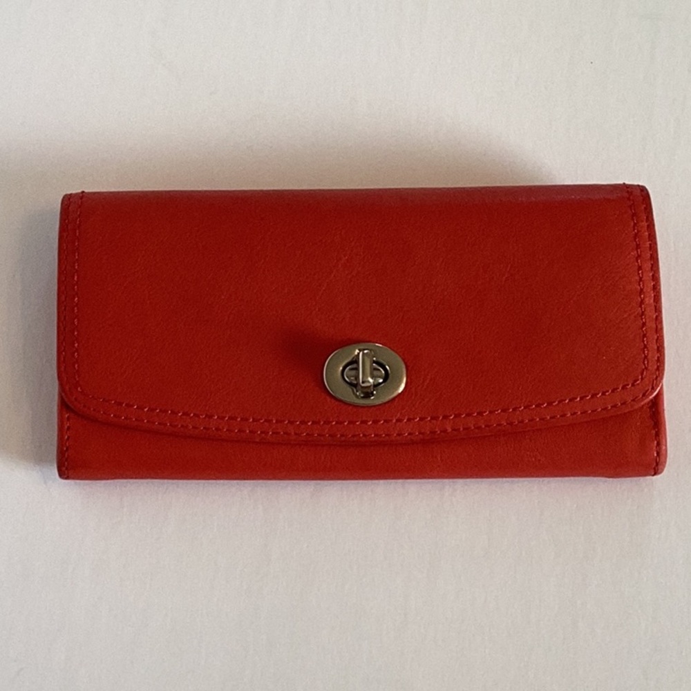 Coach twist lock wallet in orange